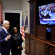 U.S. President Joe Biden and Judge Ketanji Brown Jackson watch together as the U.S. Senate votes to confirm her to be the first Black woman to be a justice on the Supreme Court in the Roosevelt Room at the White House on April 07, 2022, in Washington, DC.